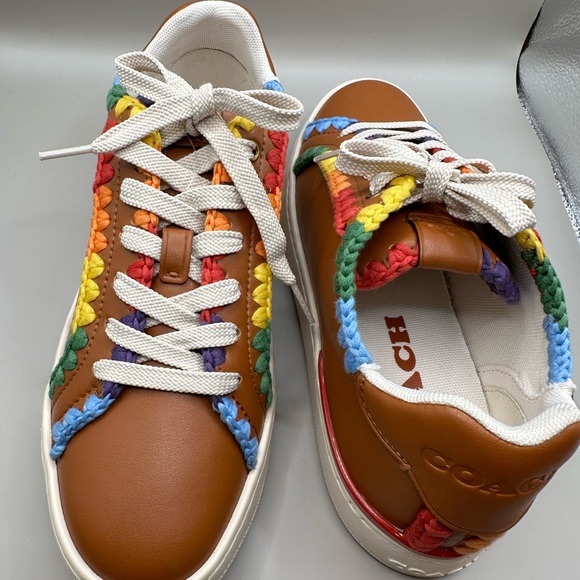 NEW! COACH Lowline Low Top Sneaker With Rainbow Crochet Women's US Size 7.5B - Picture 6 of 16